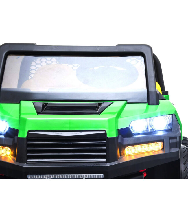 Farm Gator, 24v Elektrische Kinderauto, 2-zitter, 4WD, Rubberen banden, Leren Zitting