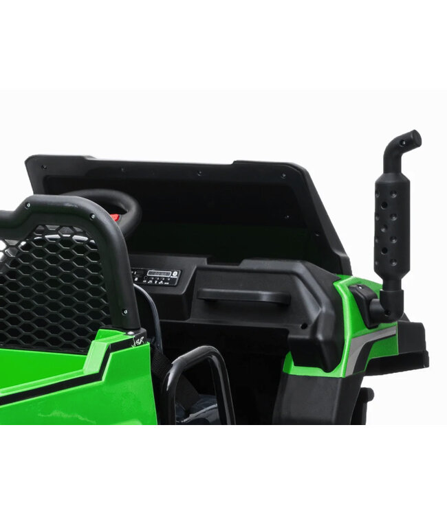 Farm Gator, 24v Elektrische Kinderauto, 2-zitter, 4WD, Rubberen banden, Leren Zitting