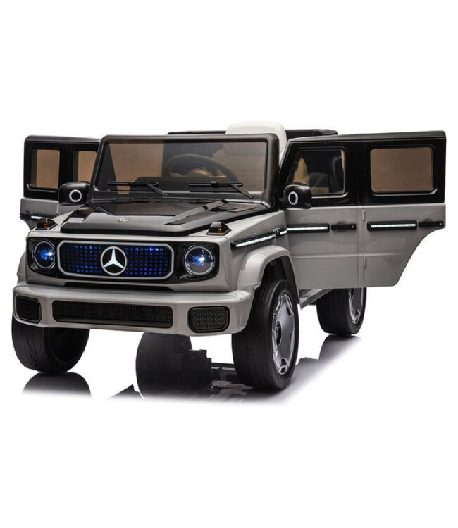 Mercedes Benz EQG, 12 volt elektrische kinderauto met rubberen banden, leder zitje en meer!