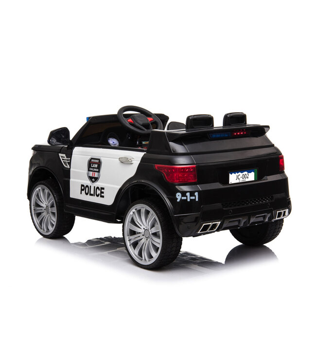 Police car, 12v electric children's car with rubber tires, leather seat and more