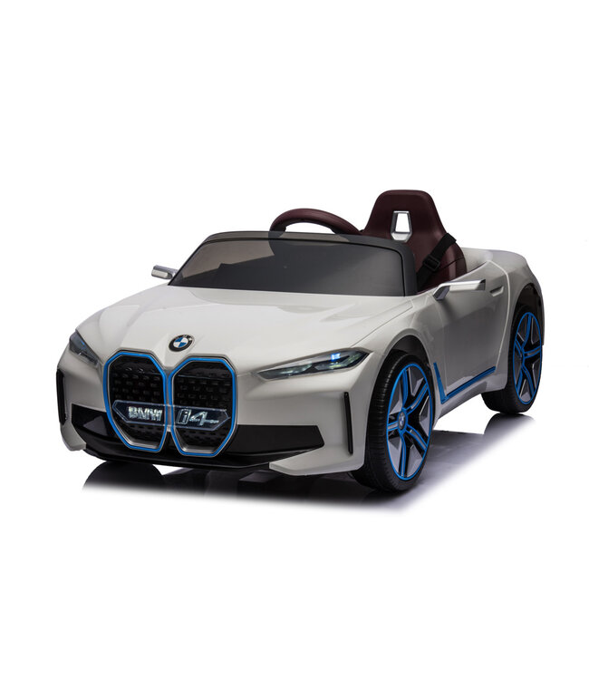 BMW i4, voiture électrique pour enfants, 12v, siège en cuir, module musique et plus encore !