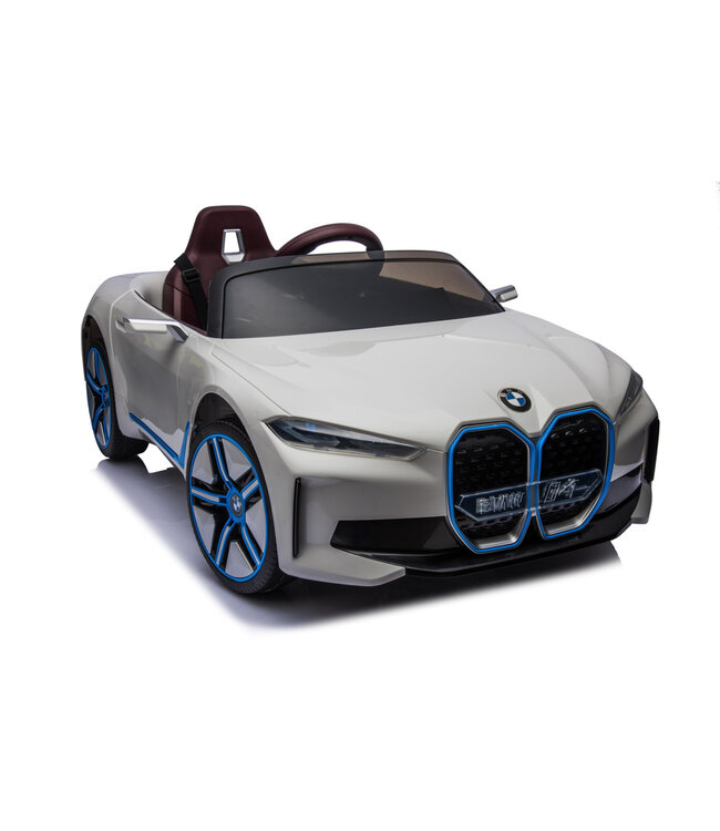 BMW i4, voiture électrique pour enfants, 12v, siège en cuir, module musique et plus encore !