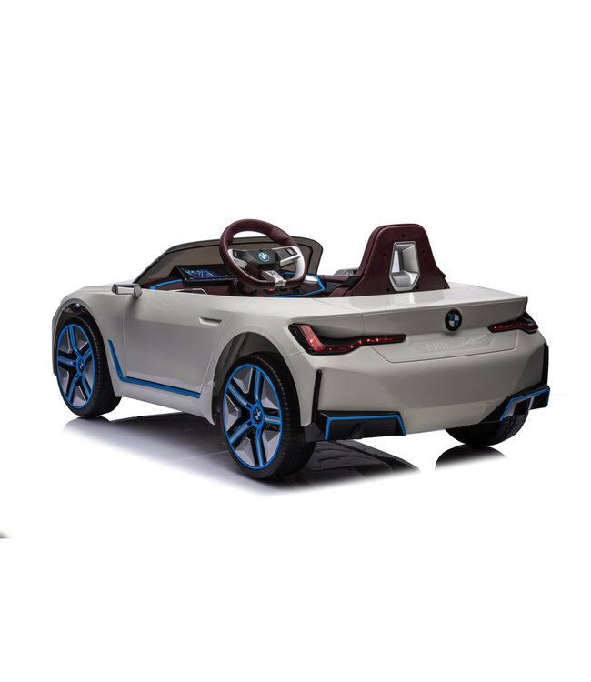 BMW i4, voiture électrique pour enfants, 12v, siège en cuir, module musique et plus encore !