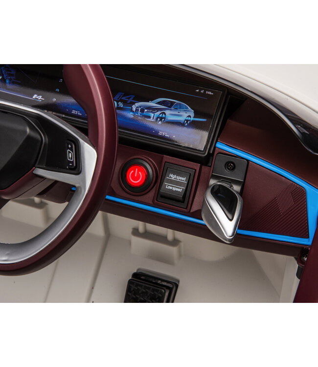 BMW i4, elektrisches Kinderauto, 12V, Ledersitz, Musikmodul und mehr!
