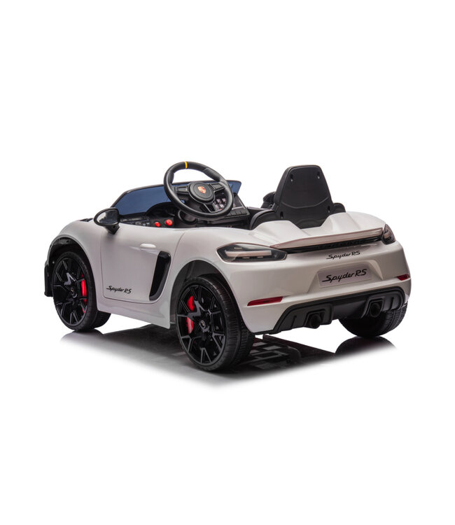 Porsche Spyder RS, 12 volt Kinder Accu Auto, rubberen banden, leder zitje en meer!