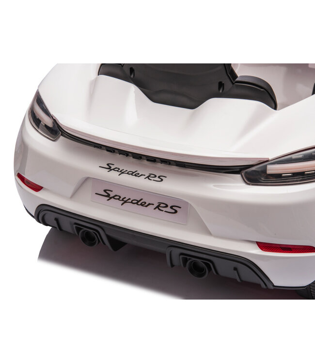Porsche Spyder RS, voiture à batterie pour enfants de 12 volts, pneus en caoutchouc, siège en cuir et plus encore !