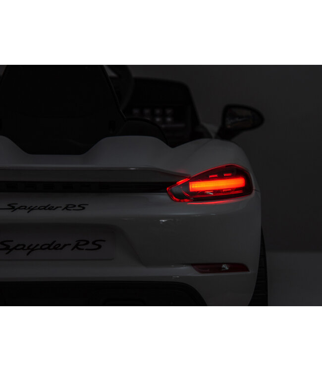 Porsche Spyder RS, 12 volt Kinder Accu Auto, rubberen banden, leder zitje en meer!