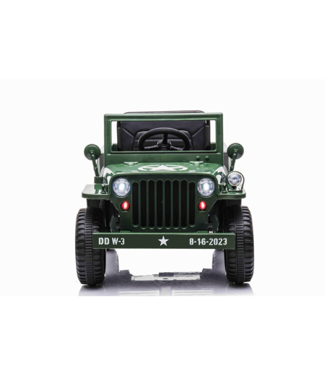 Jeep Army, Willy's Jeep 12 Volt Elektro-Kinderauto mit Allradantrieb, Gummireifen und Kunstledersitz!
