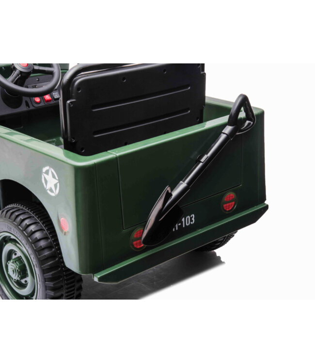 Jeep Army, Willy's Jeep 12 Volt Elektro-Kinderauto mit Allradantrieb, Gummireifen und Kunstledersitz!