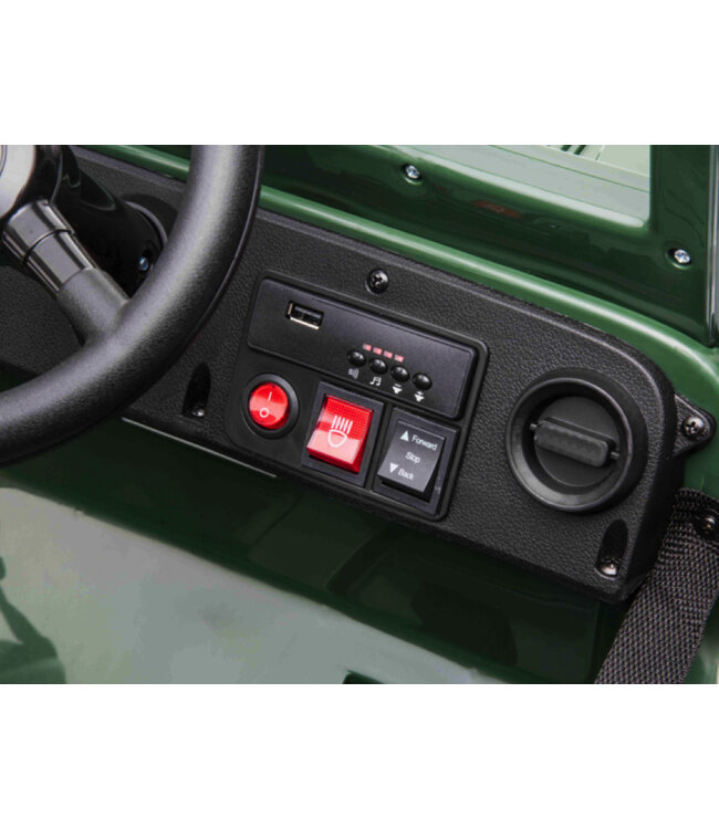 Jeep Army, Willy's Jeep 12 Volt Elektro-Kinderauto mit Allradantrieb, Gummireifen und Kunstledersitz!