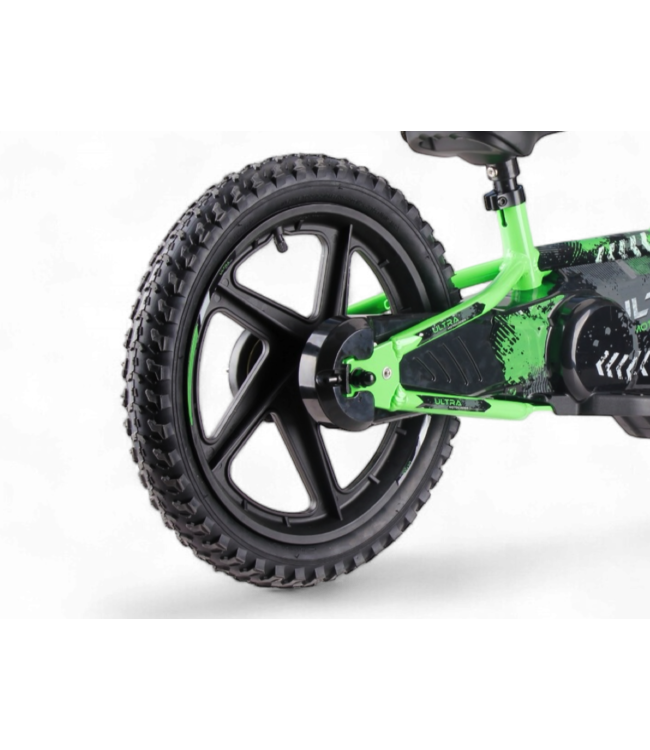 Vélo d'équilibre électrique 24 volts avec roues de 16 pouces, moteur électrique - vert