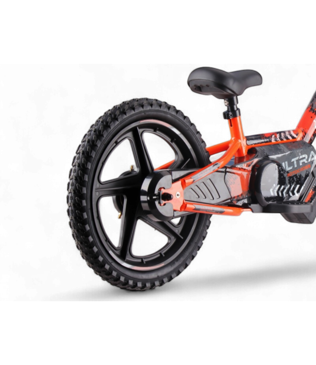 Vélo d'équilibre électrique 24 volts avec roues de 16 pouces, moteur électrique - orange