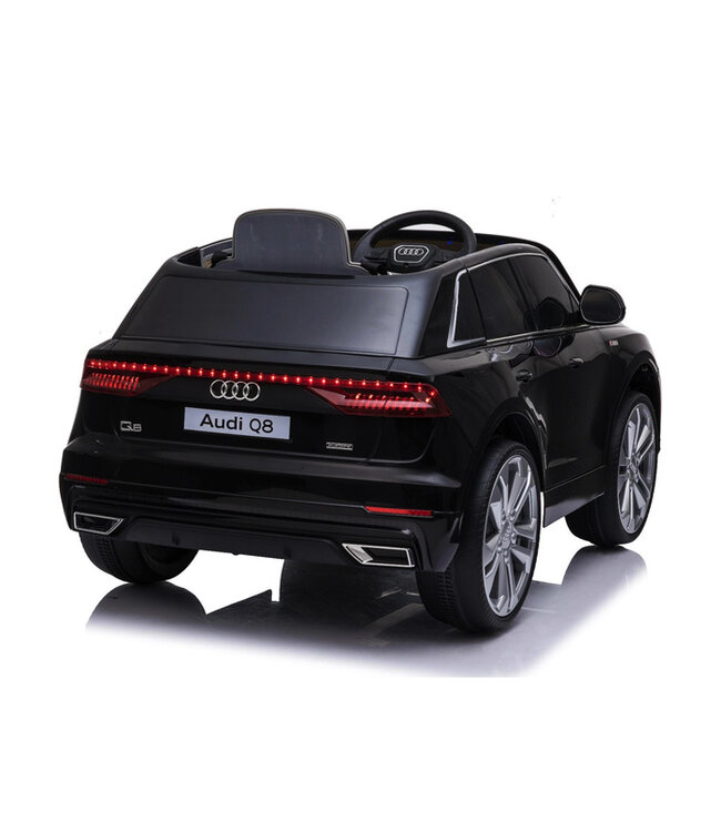 Audi Q8 Quattro S-line, 12 volt elektrische kinderauto met EVA banden, kunstleder zitje en meer!