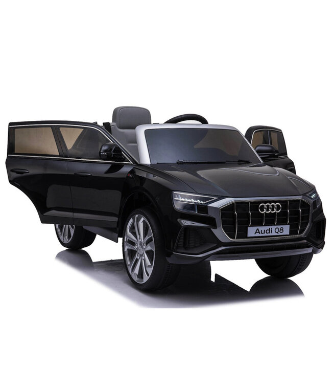 Audi Q8 Quattro S-line, 12 volt elektrische kinderauto met EVA banden, kunstleder zitje en meer!
