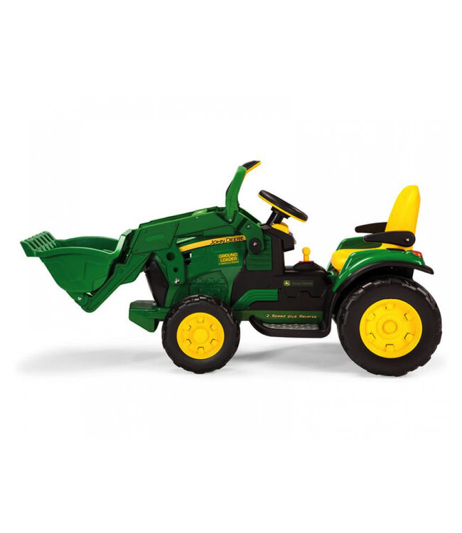 John Deere Ground Loader, 12 volt elektrische kindertractor met shovel