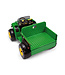 John Deere 12-Volt elektrischer Kindertraktor mit funktionierendem Baggerarm und Kippmulde.
