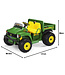John Deere 12-Volt elektrischer Kindertraktor mit funktionierendem Baggerarm und Kippmulde.