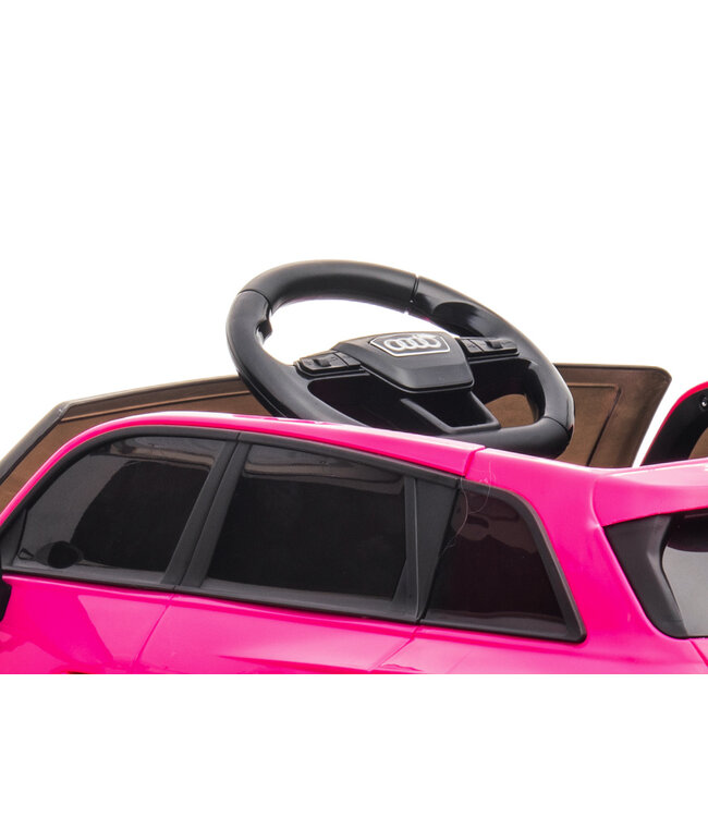 Audi RS6, 12 volt elektrische kinderauto met rubberen banden, leder zitje en meer!