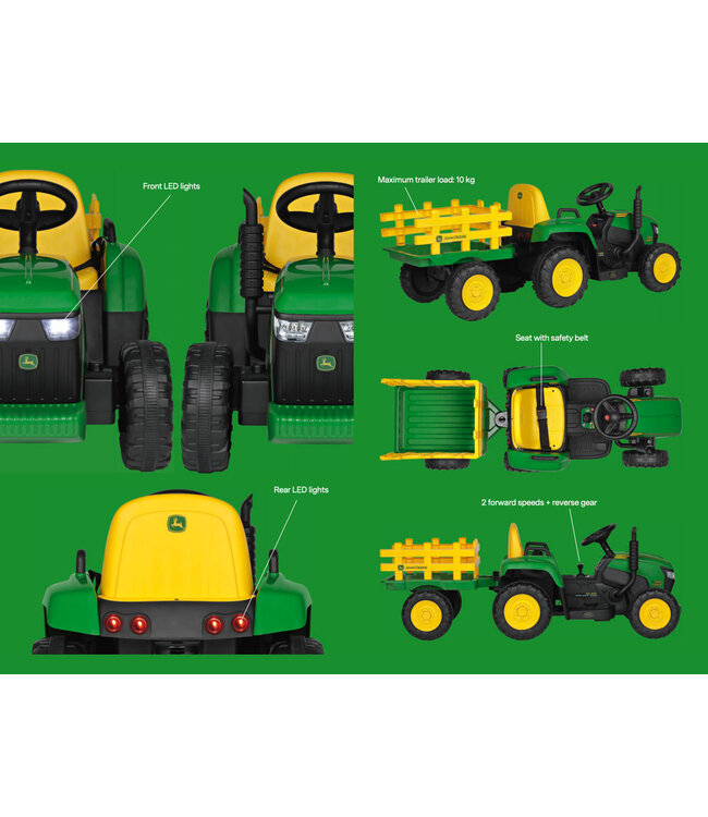 John Deere Farm Power Traktor – Elektrischer Kindertraktor mit Fernbedienung