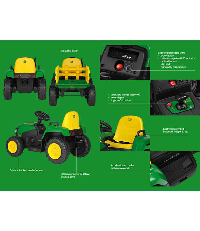 John Deere Farm Power Tractor – Electric Ride-On Tractor with Remote Control