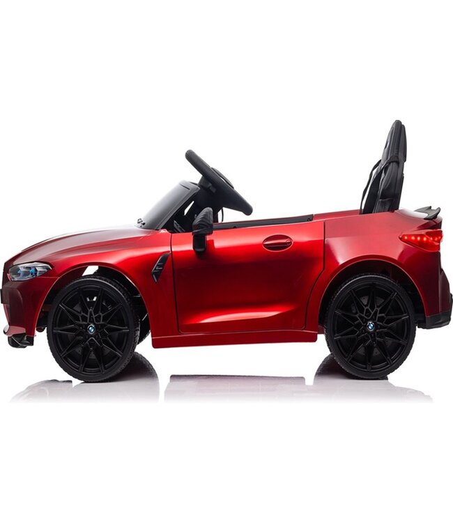 BMW M4, 12 volt elektrische kinderauto, Leder zitje, Rubberen banden, Kinder Accu Auto!
