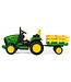 John Deere kinder tractor + aanhanger, 2 x 12 volt motoren
