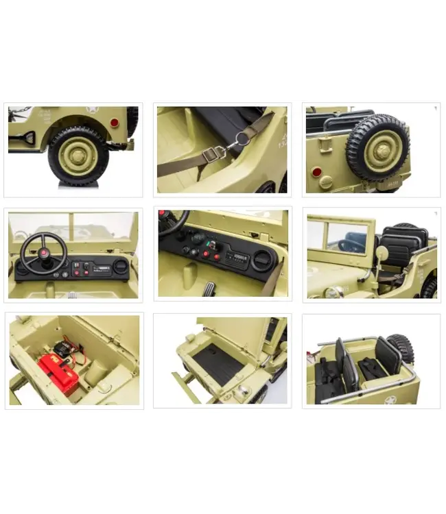 24V Army Jeep, Willy's Jeep desert Fox, 3 Sitzplätze