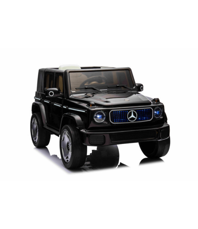 Mercedes Benz EQG, 12 volt elektrische kinderauto met rubberen banden, leder zitje en meer!