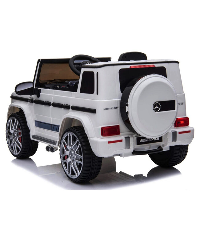 Mercedes G63 AMG, 12V Kinderauto mit Lithium-Akku, Gummireifen, Ledersitz und mehr