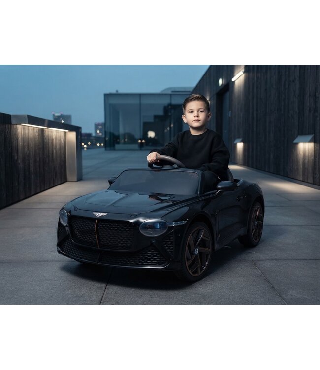 Bentley Bacalar, 12 volt elektrische kinderauto, leder zitje, rubberen banden en meer.
