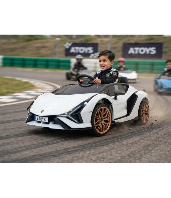 Lamborghini Sian, 24 Volt elektrisches Kinderauto mit Gummireifen, Ledersitz und mehr