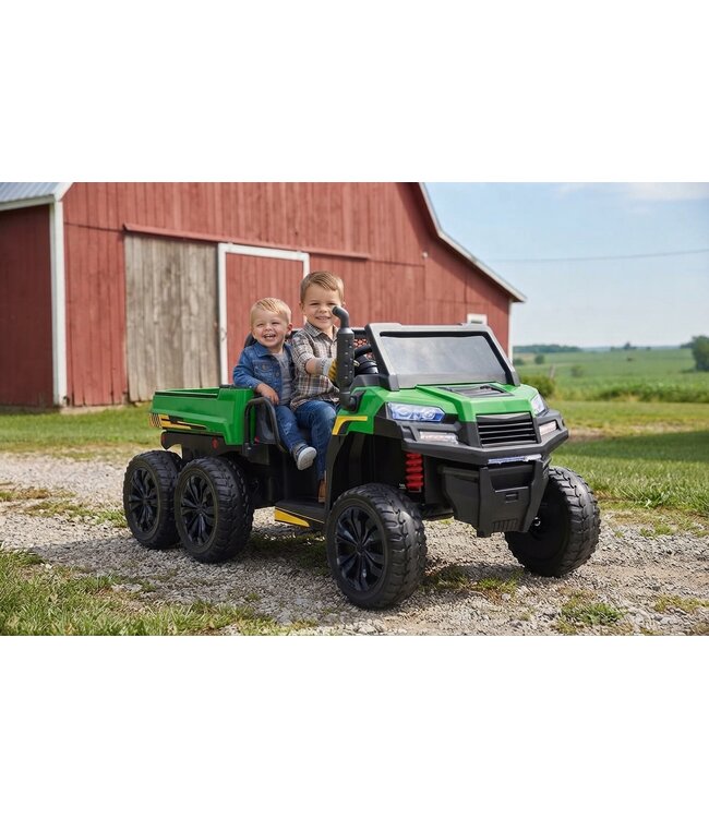 Voiture électrique pour enfants 24 V, camion Gator Farm 4x4 – 2x12V7Ah – avec siège en cuir, pneus en caoutchouc et quatre roues motrices pour les balades en extérieur