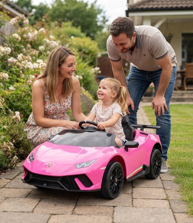 Lamborghini Huracan Performante, 12v elektrische kinderauto met EVA banden en kunstleder zitje!