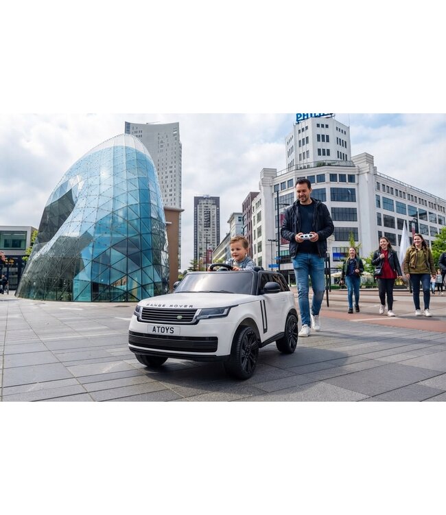 2-persoons Range Rover, 24 volt elektrische kinderauto, MP4-scherm, rubberen banden, leder zitting