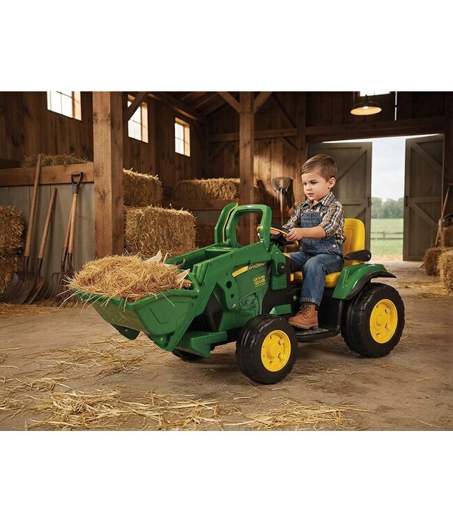John Deere 12 Volt Elektro-Kindertraktor, mit Schaufel