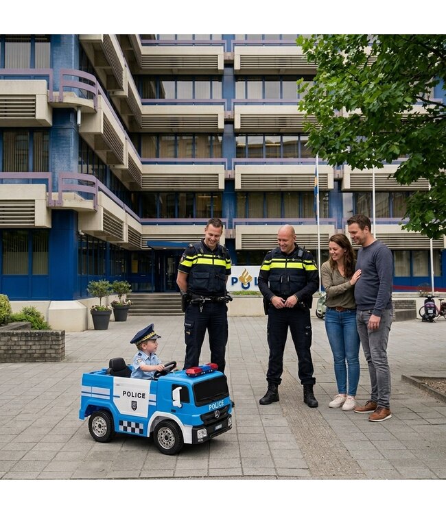 Politietruck 12V elektrische rit op vrachtwagen blauw
