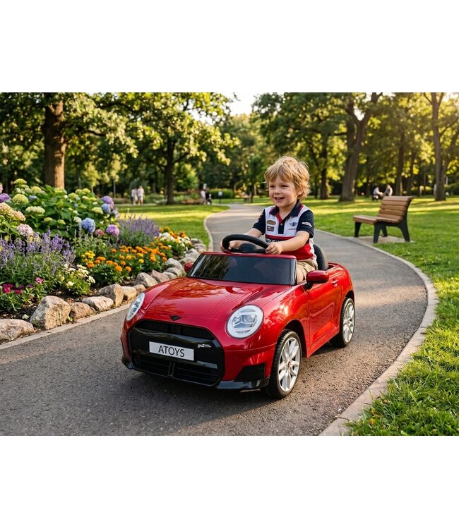 MINI Cooper S, 12 volt kinderauto  met rubberen banden en meer!