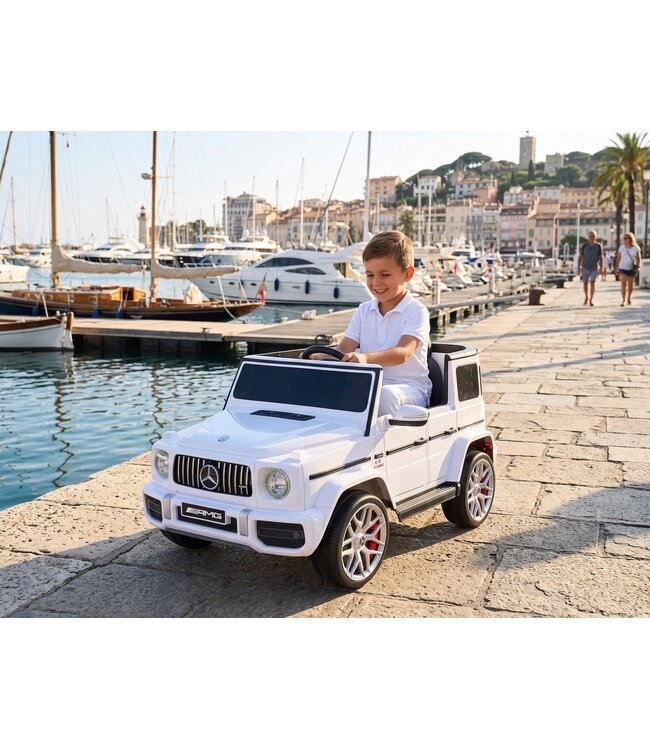 Mercedes G63, ride-on car with lithium battery, rubber tires, faux leather seat