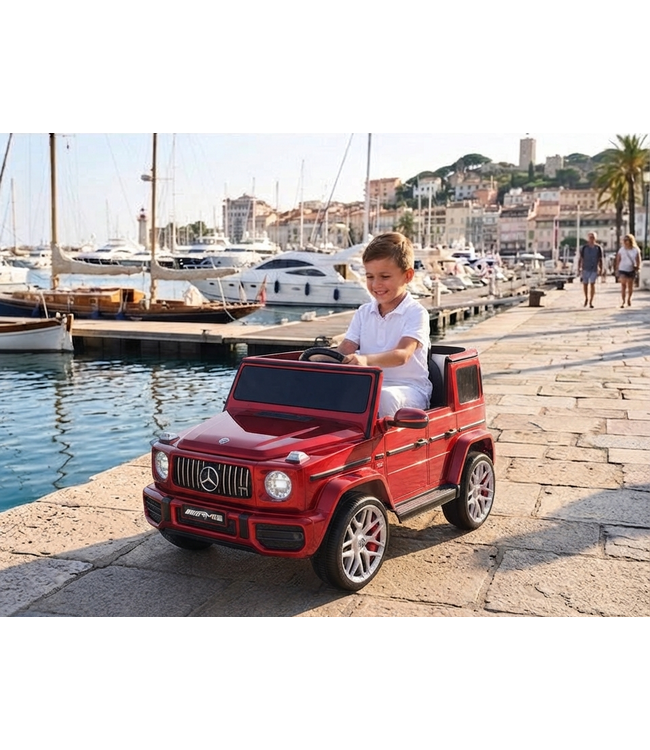Mercedes G63, 12 volt Lithium Kinder Accu Auto, rubberen banden, leder zitje en meer!
