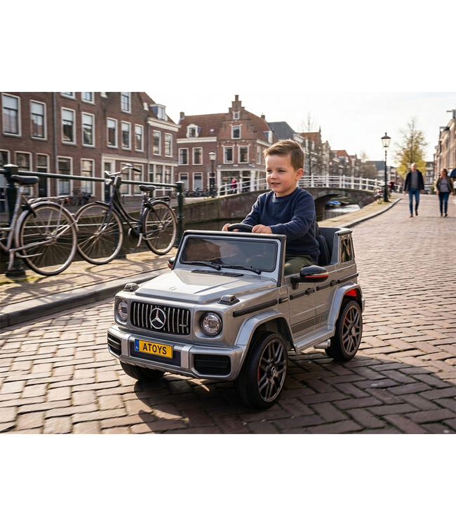 Mercedes G63 AMG, 12V Kinderauto mit Lithium-Akku, Gummireifen, Ledersitz und mehr