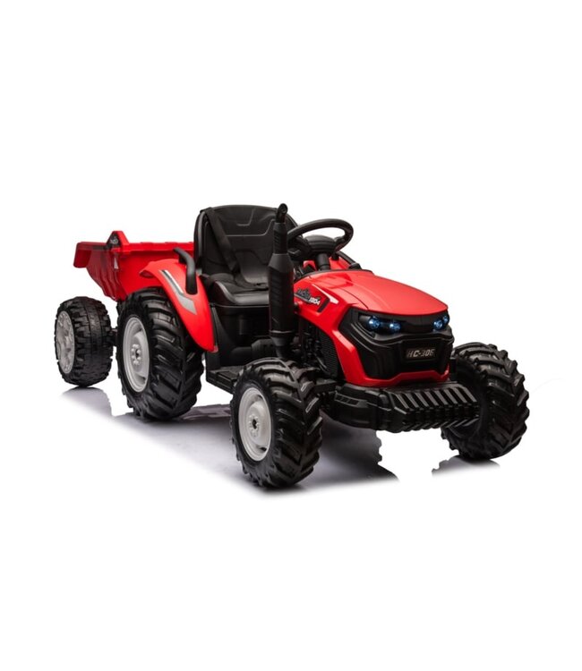 Kids' Electric Tractor with Tipper Trailer 24V Red, 2.4G Remote