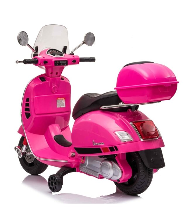 Vespa GTS Super 12V elektrische kinderscooter roze met windscherm