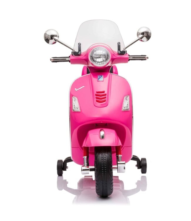Vespa GTS Super 12V elektrische kinderscooter roze met windscherm