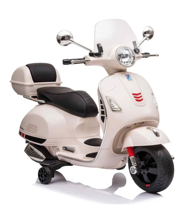 Vespa GTS Super 12V elektrische kinderscooter wit met windscherm