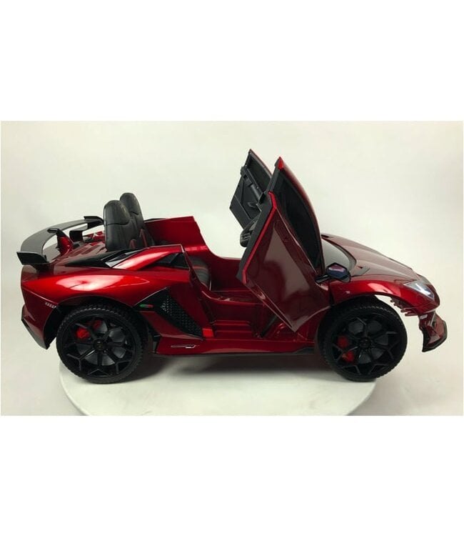 Lamborghini Aventador SVJ, 12 volt elektrische kinderauto met echte vleugeldeuren!