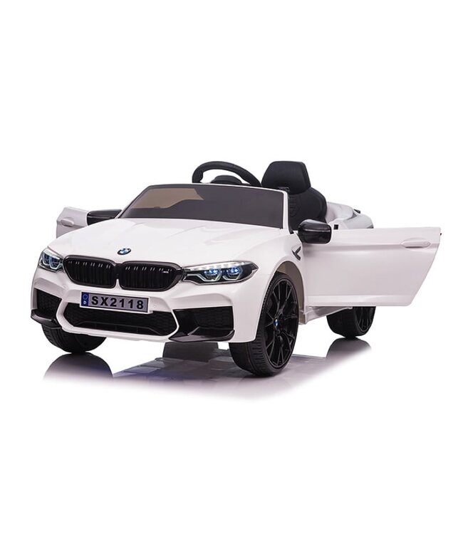 BMW M5, Leder zitje, Rubberen banden, Kinder Accu Auto!