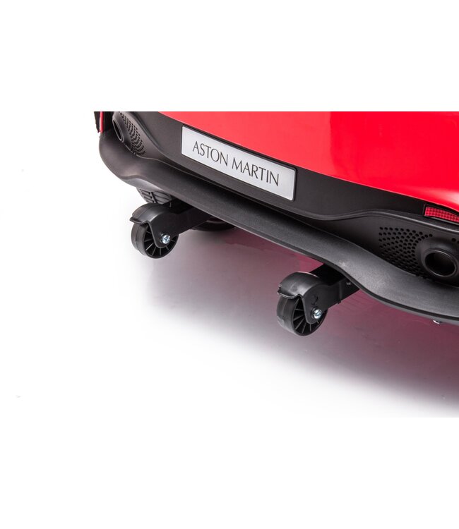 Aston Martin 12v elektrische kinderauto met rubberen banden, leder zitje en meer!