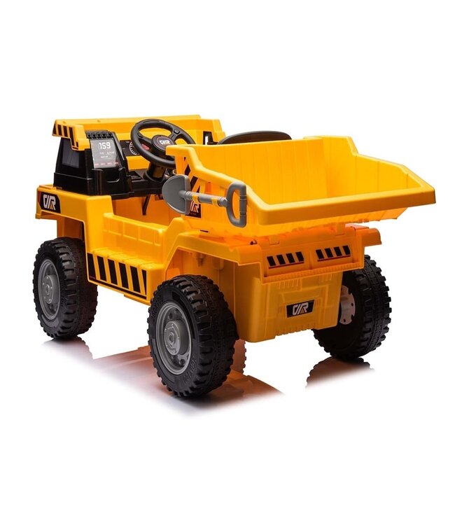 Véhicule de travail avec coffre, voiture électrique pour enfants 12 volts, 4 moteurs, pneus en caoutchouc et siège en cuir artificiel !