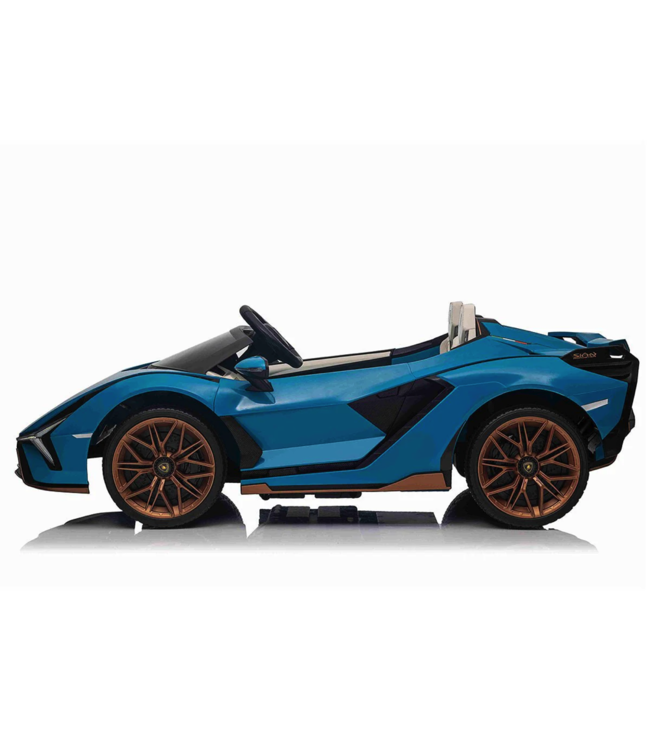 Lamborghini Sian, 2-persoons 24 volt elektrische kinderauto met rubberen banden, leder zitje en meer