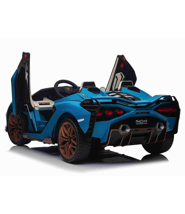 Lamborghini Sian, 24 volt electric children's car with rubber tires, leather seat and more